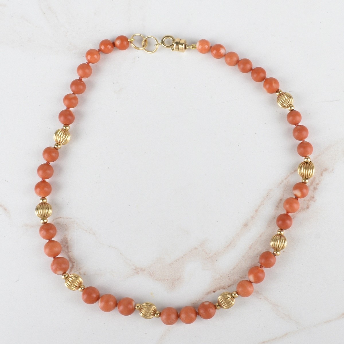 Red Coral and 14K Necklace