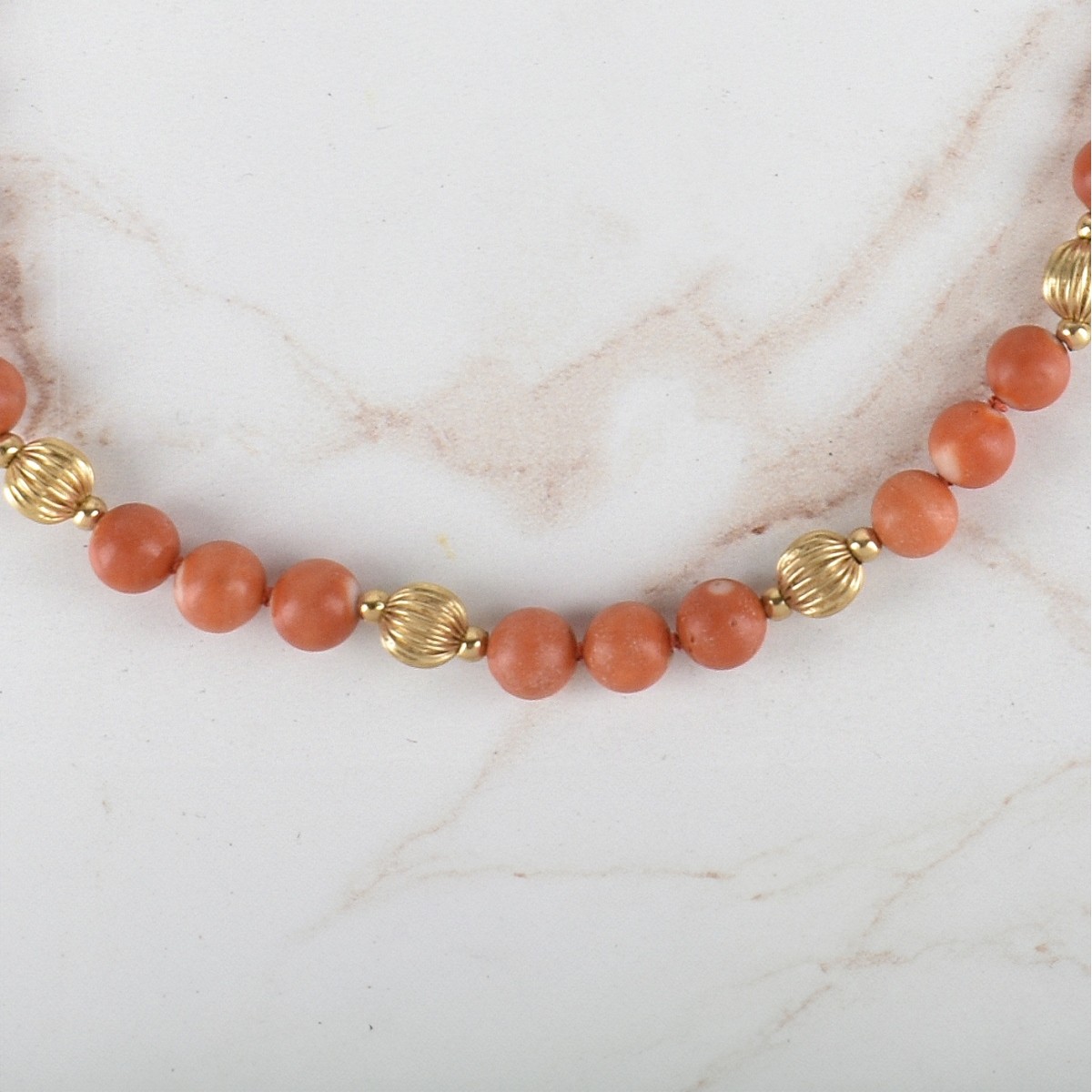 Red Coral and 14K Necklace