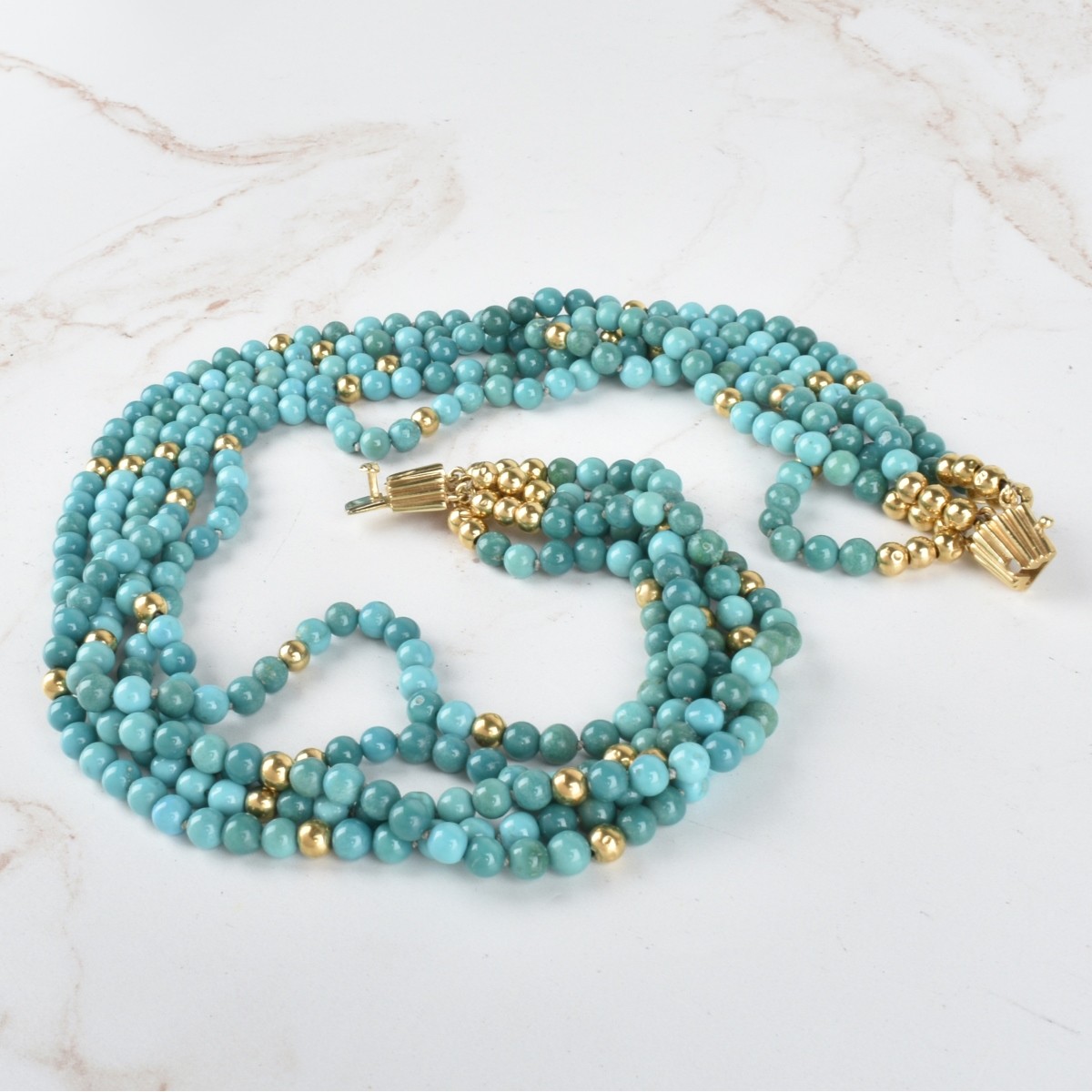 Turquoise and 14K Necklace