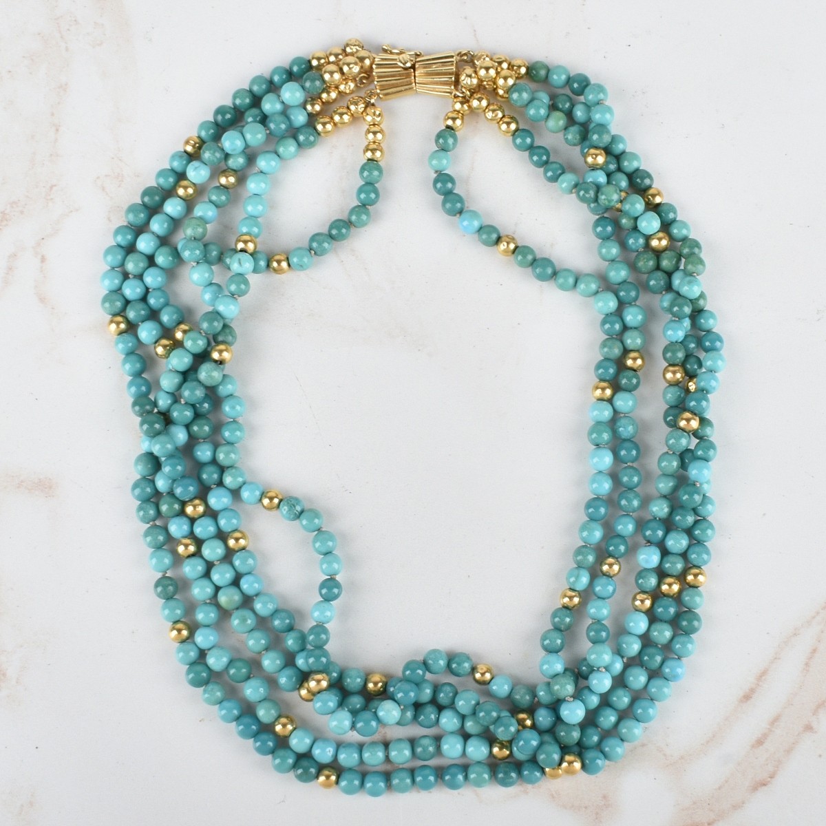 Turquoise and 14K Necklace