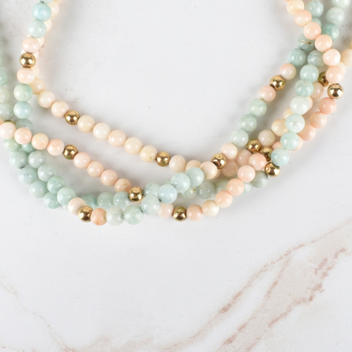 Coral, Jade and 14K Necklace