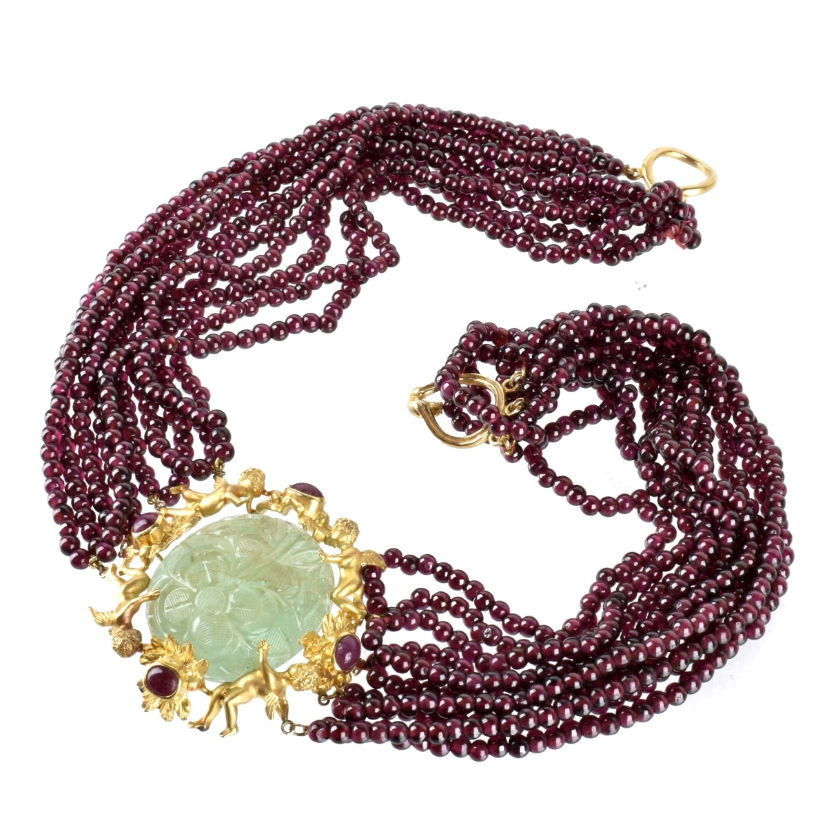 Emerald, Ruby and 18K Necklace