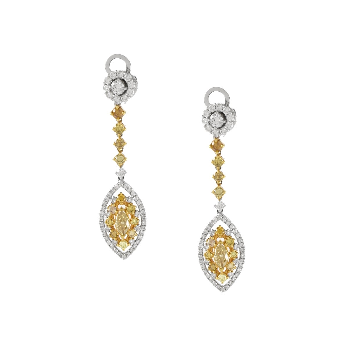 Fancy Diamond and 18K Earrings