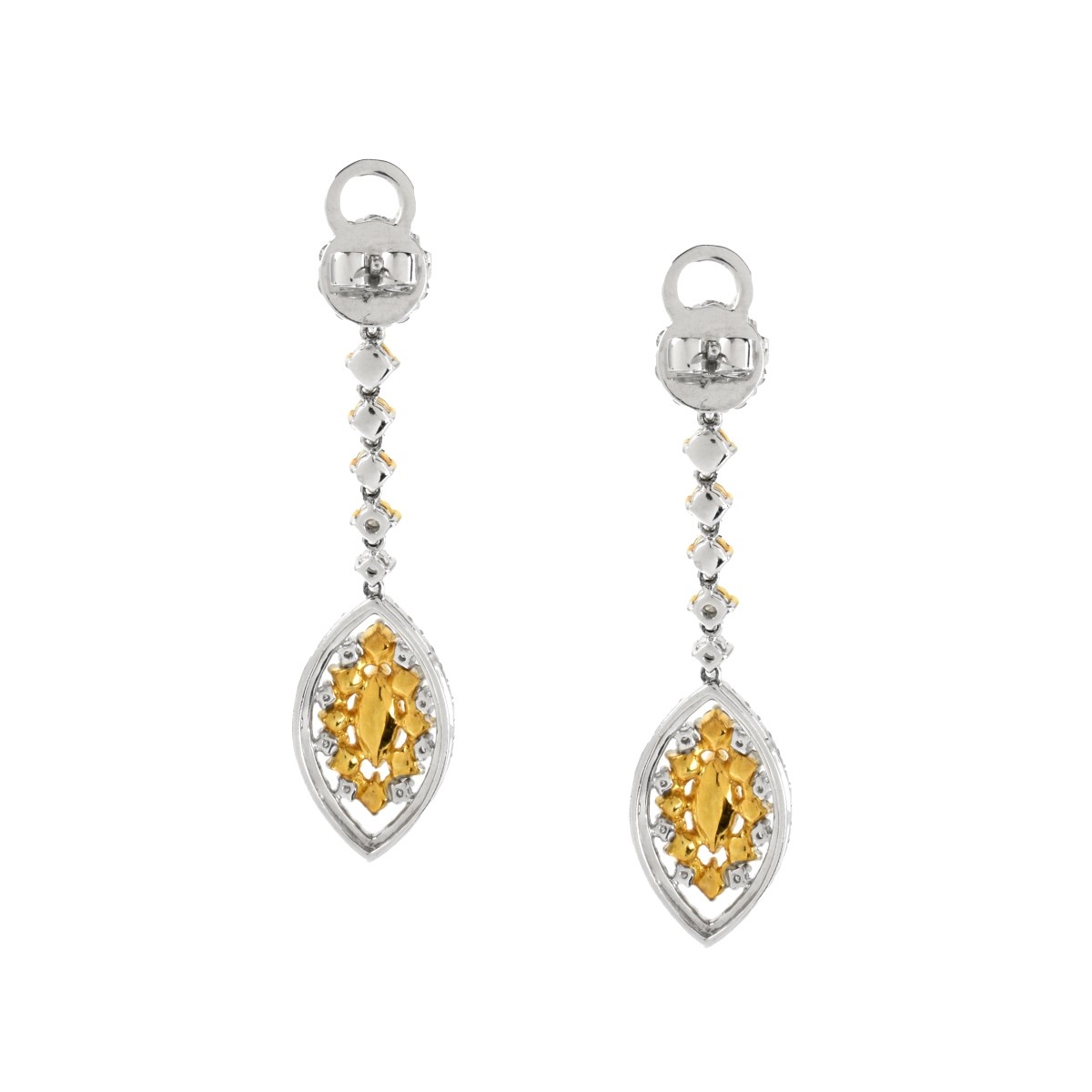 Fancy Diamond and 18K Earrings