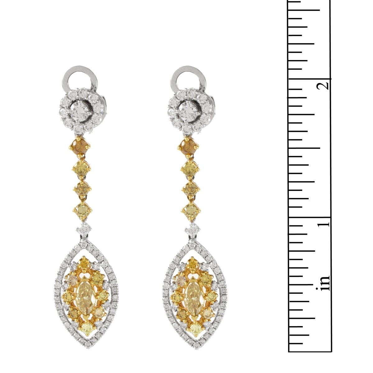 Fancy Diamond and 18K Earrings