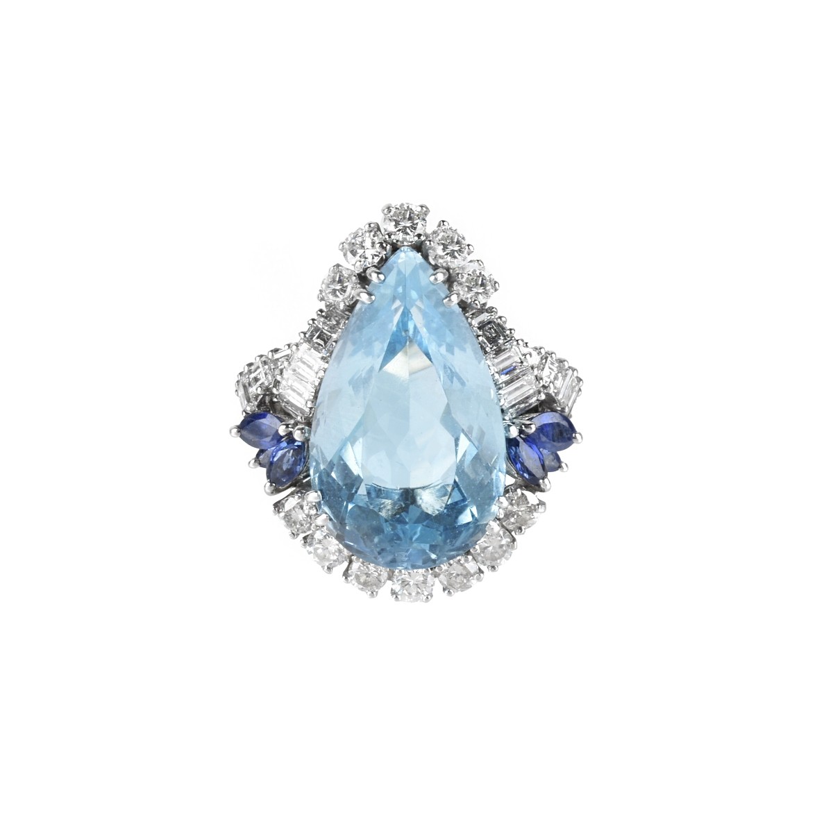 Aquamarine, Diamond and Sapphire Ring