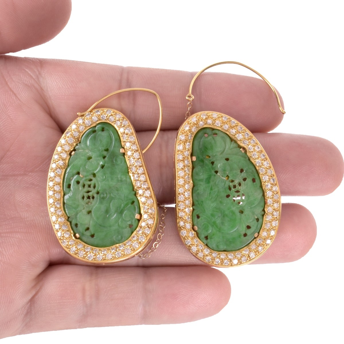 Jadeite, Diamond and 18K Earrings