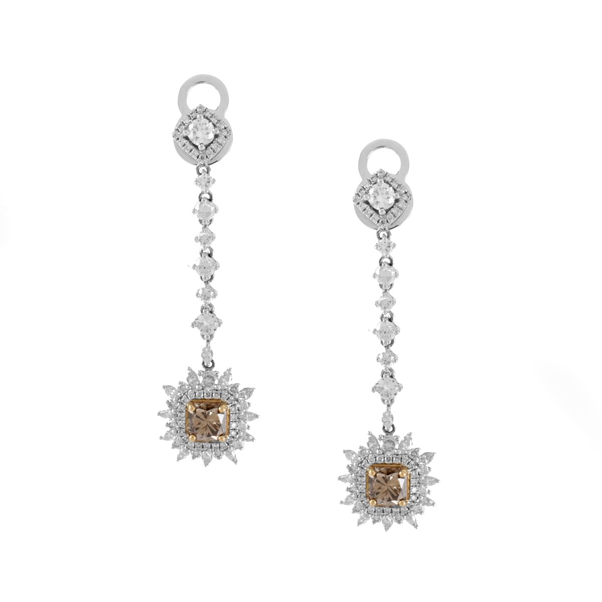 Fancy Diamond and 18K Earrings