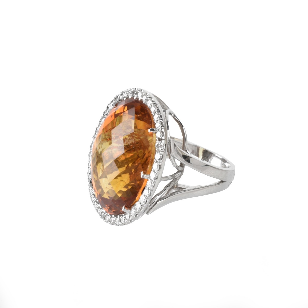 Citrine, Diamond and 18K Ring