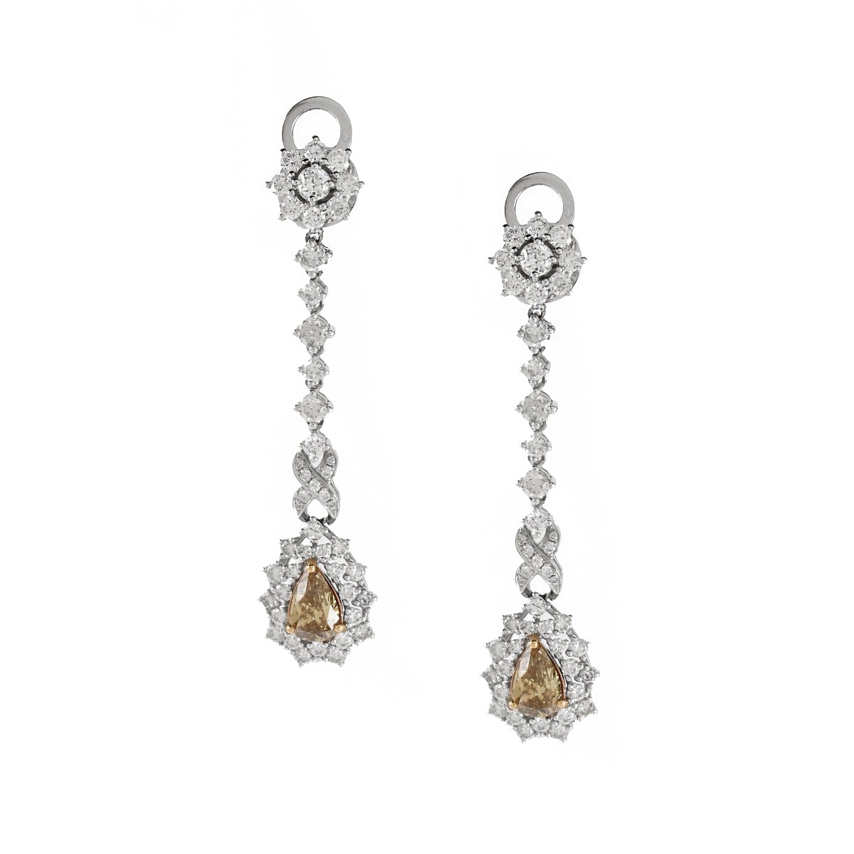 Fancy Diamond and 18K Earrings