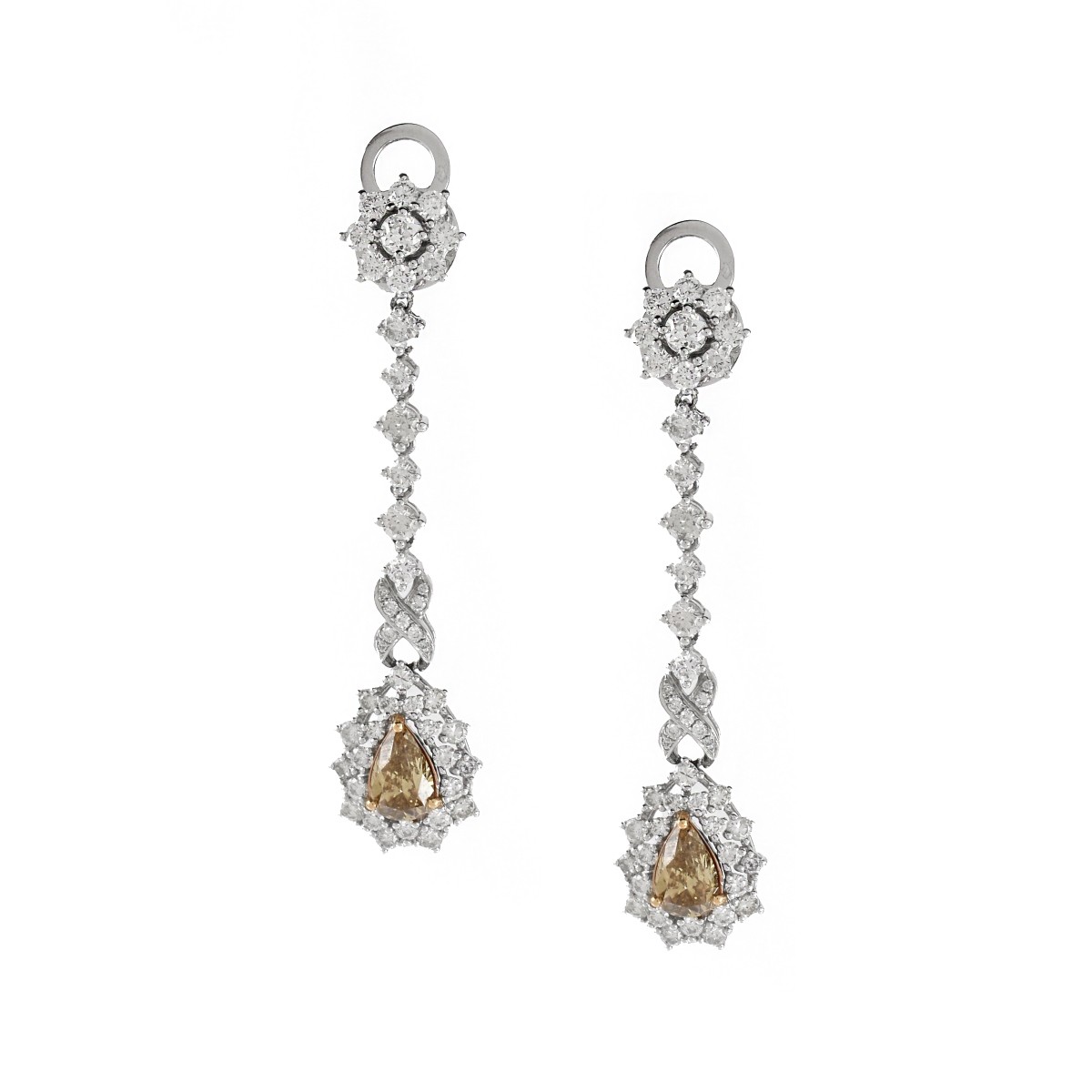 Fancy Diamond and 18K Earrings