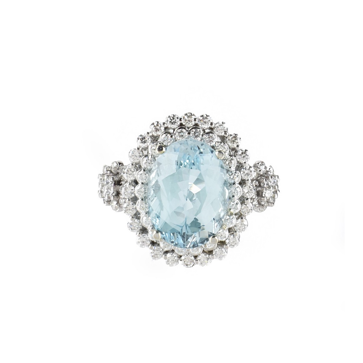 Aquamarine, Diamond and 18K Ring