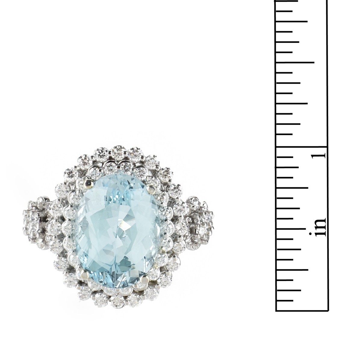 Aquamarine, Diamond and 18K Ring