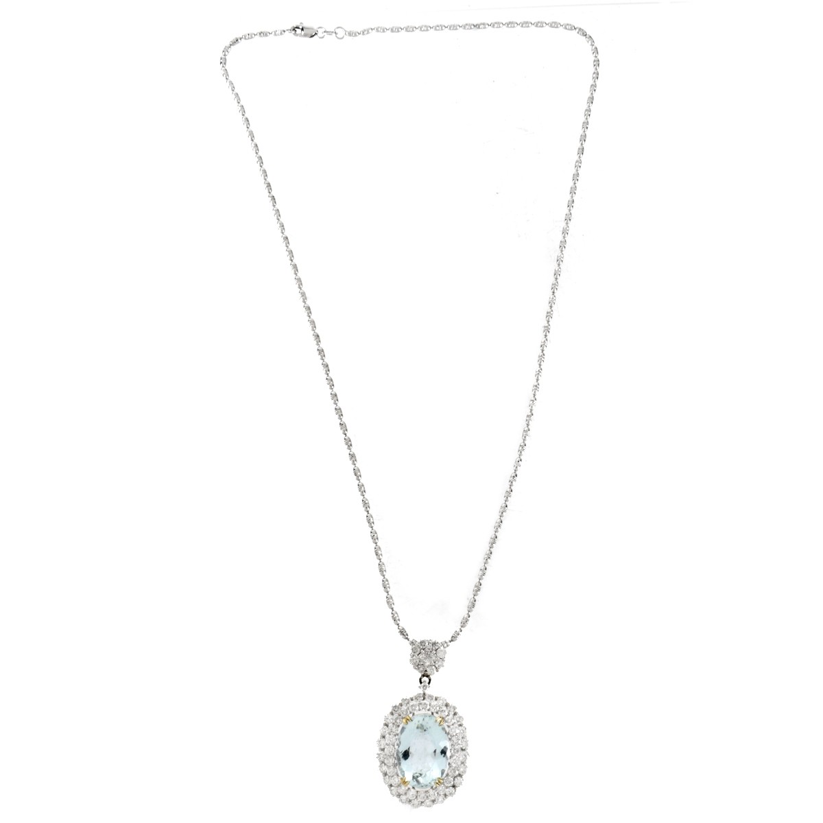 Aquamarine, Diamond and 18K Pendant