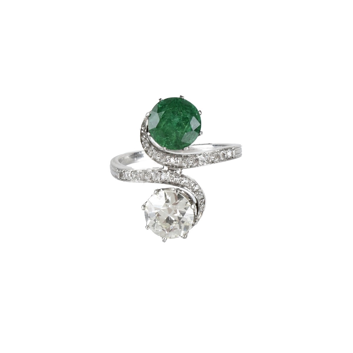 GIA Diamond, Emerald and Platinum Ring