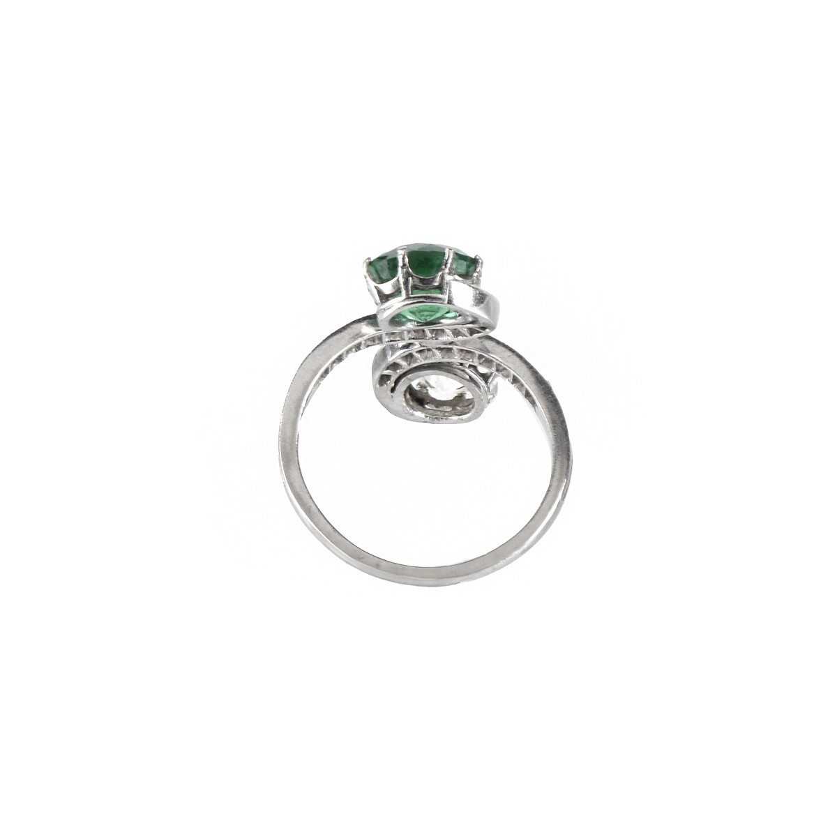 GIA Diamond, Emerald and Platinum Ring