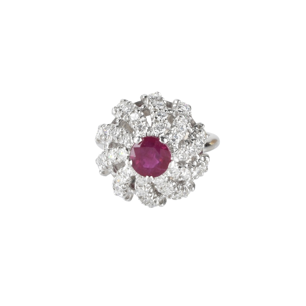 Ruby, Diamond and Platinum Ring