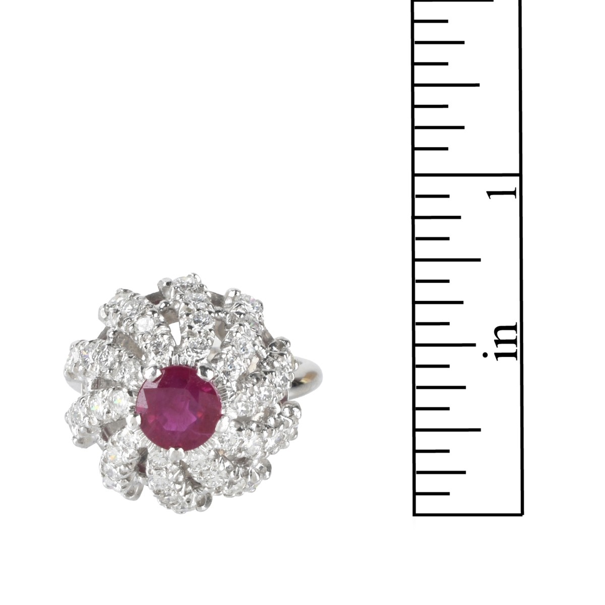 Ruby, Diamond and Platinum Ring