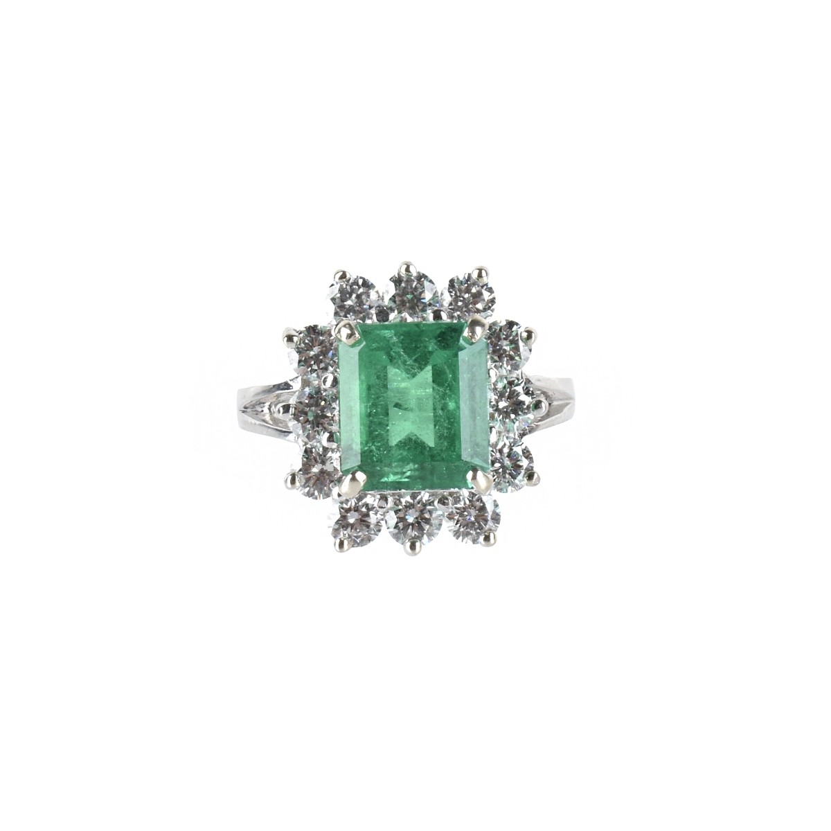 Emerald, Diamond and 14K Ring