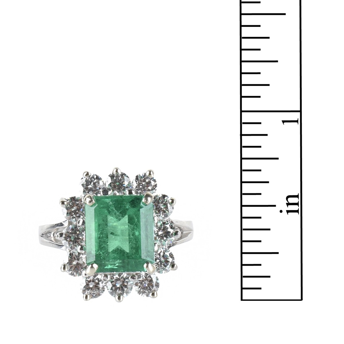 Emerald, Diamond and 14K Ring