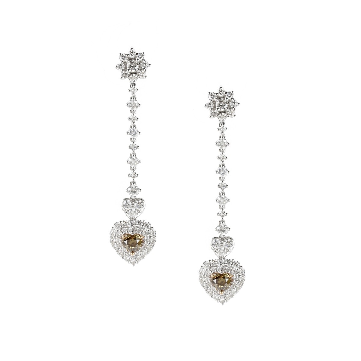 Fancy Diamond and 18K Earrings