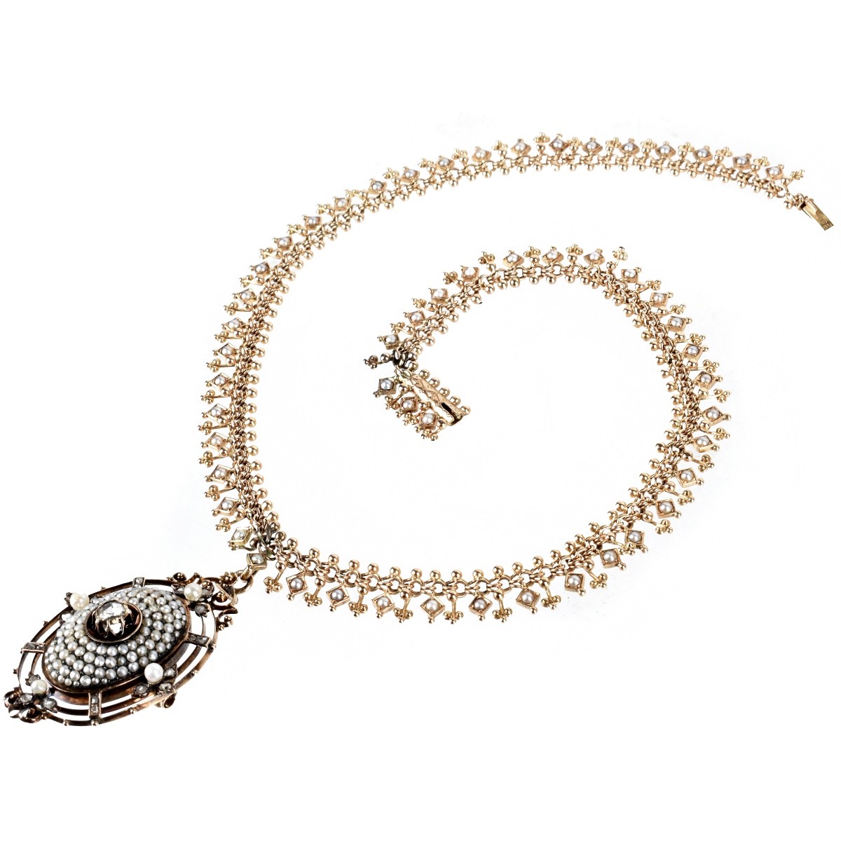 Pearl, Diamond and 14K Necklace