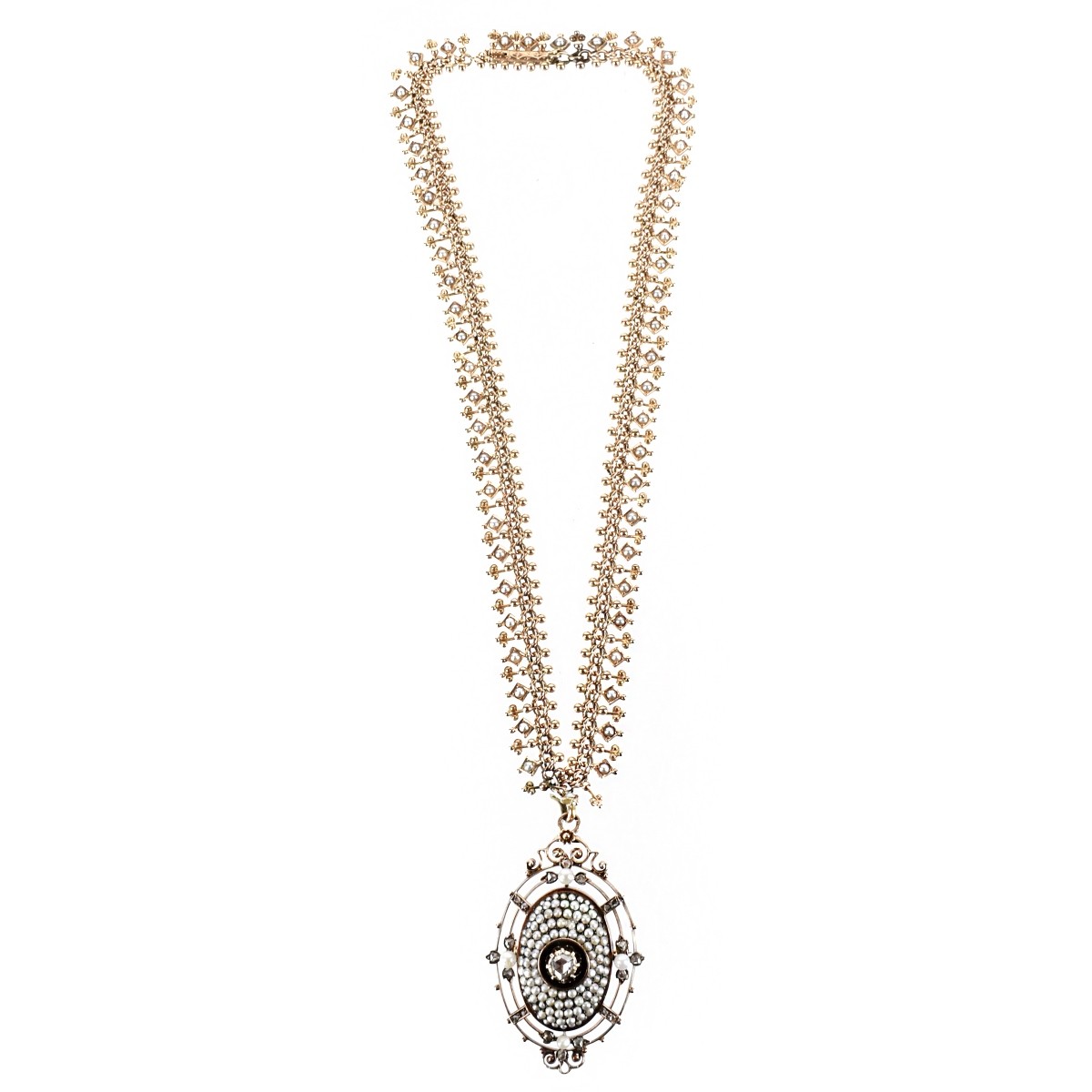 Pearl, Diamond and 14K Necklace