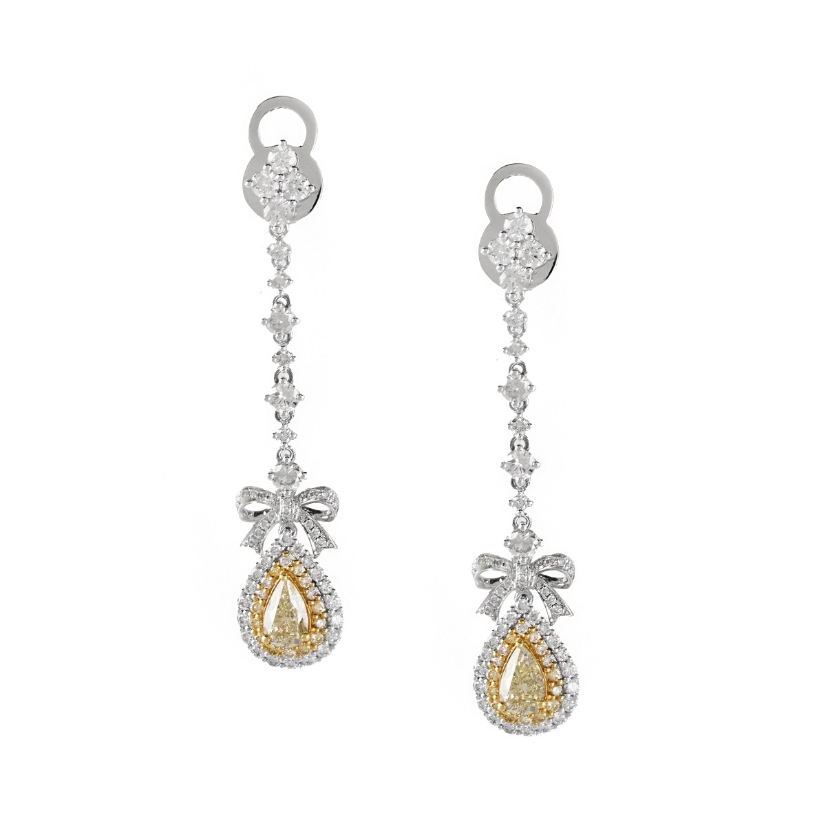 Fancy Diamond and 18K Earrings