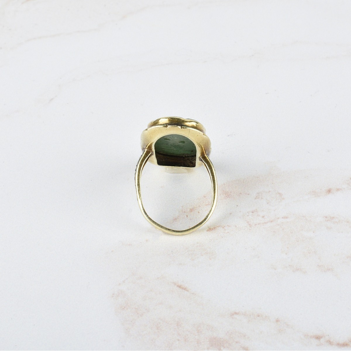 Art Deco Jade and 14K Ring