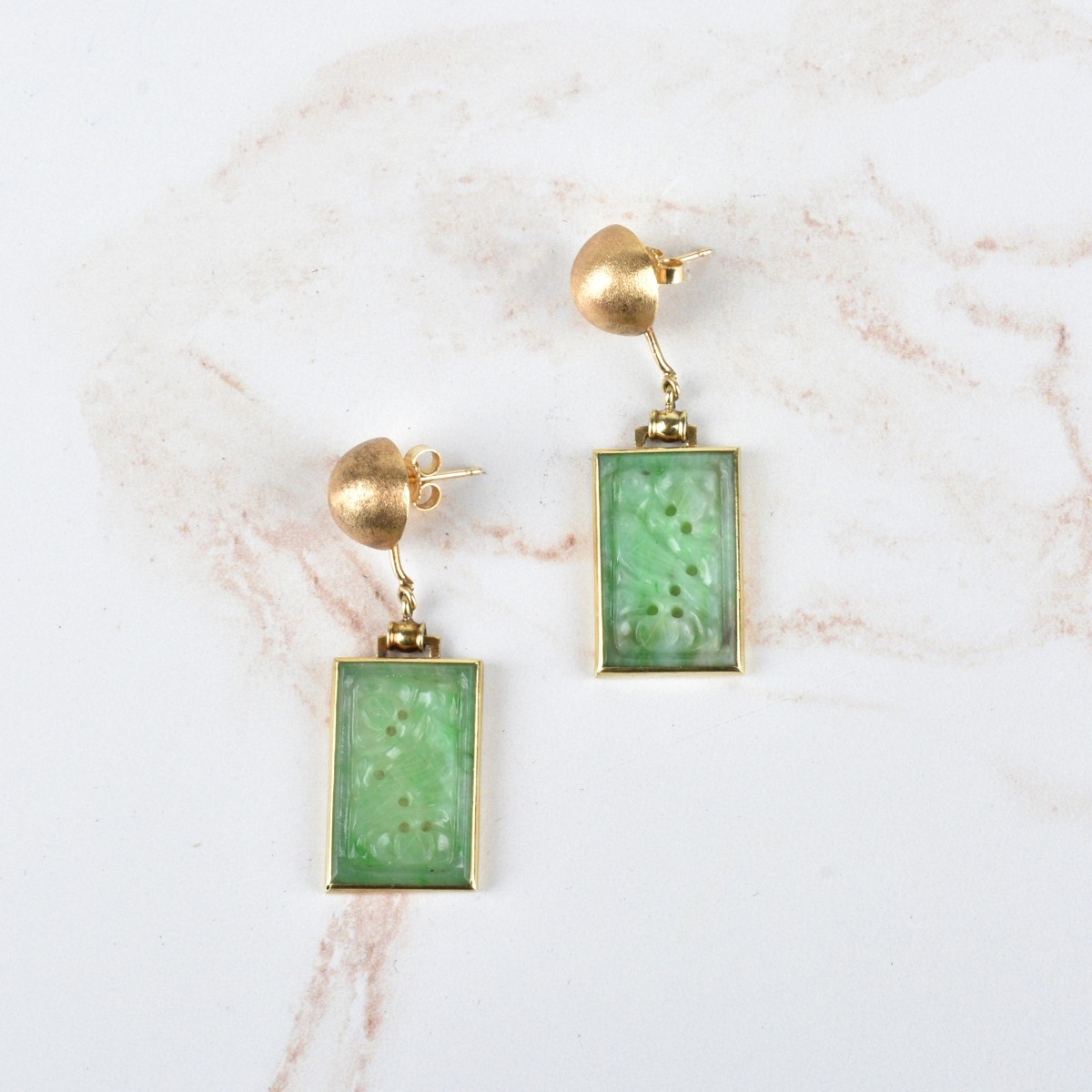 Jade and 14K Earrings