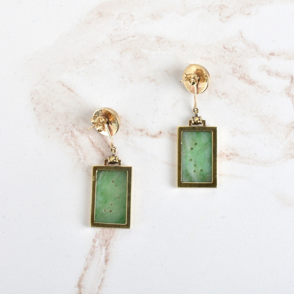 Jade and 14K Earrings