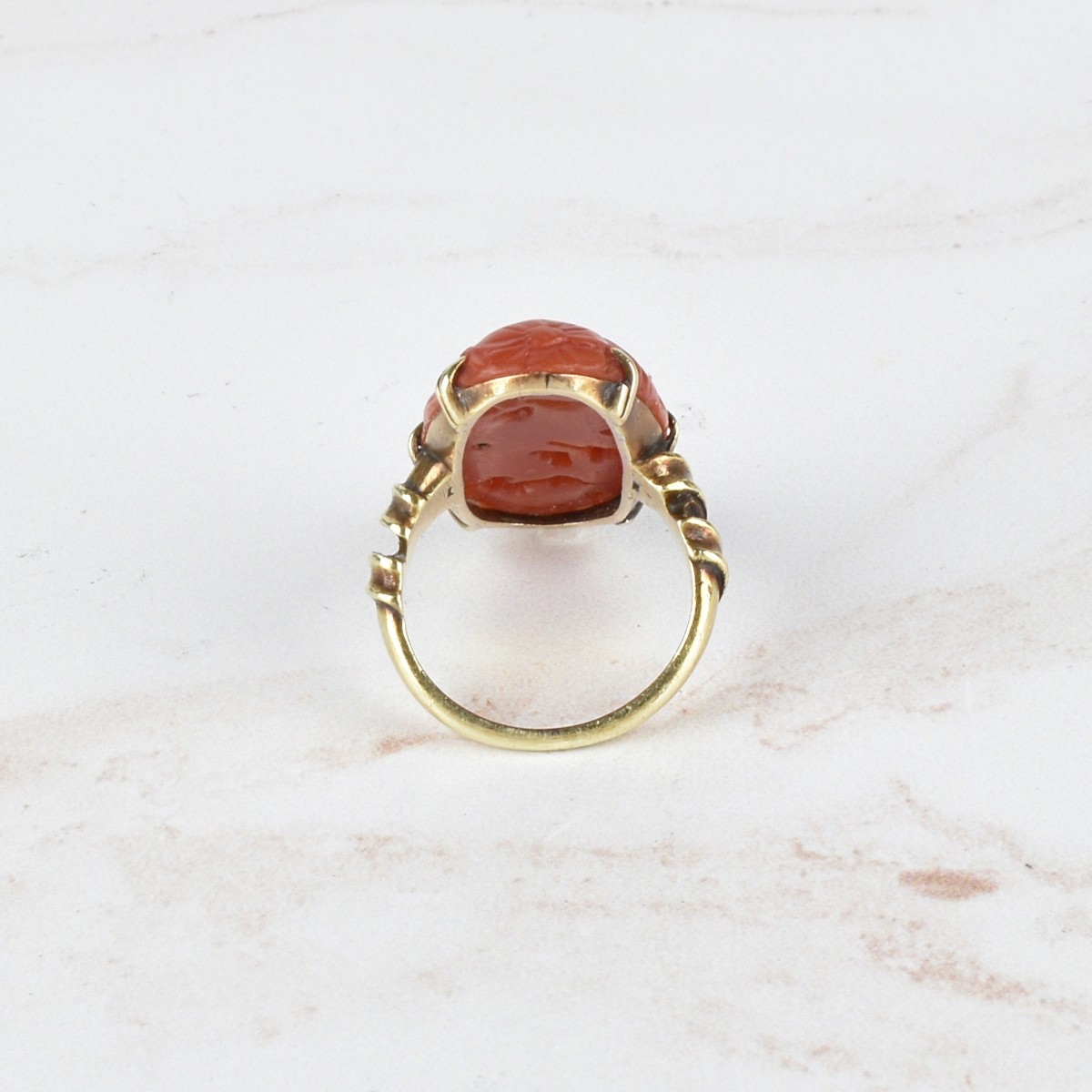 Red Coral and 14K Ring