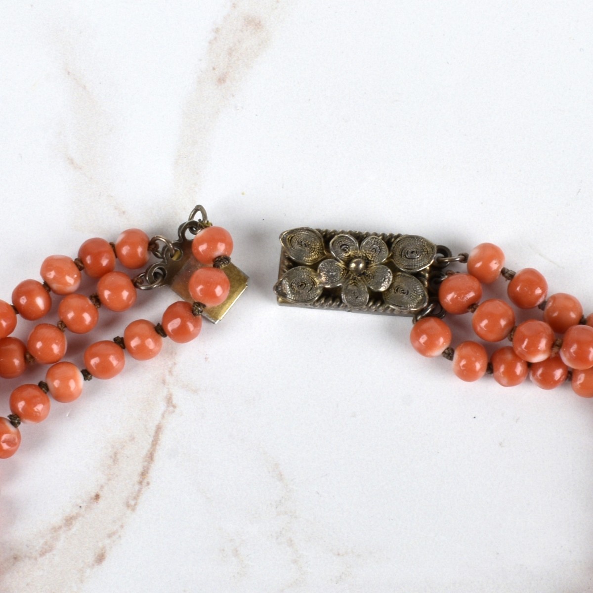 Red Coral, Lapis and Silver Necklace