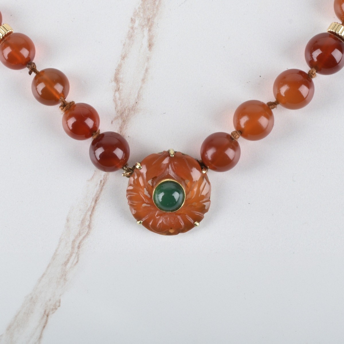 Carnelian, Chrysoprase and 14K Necklace