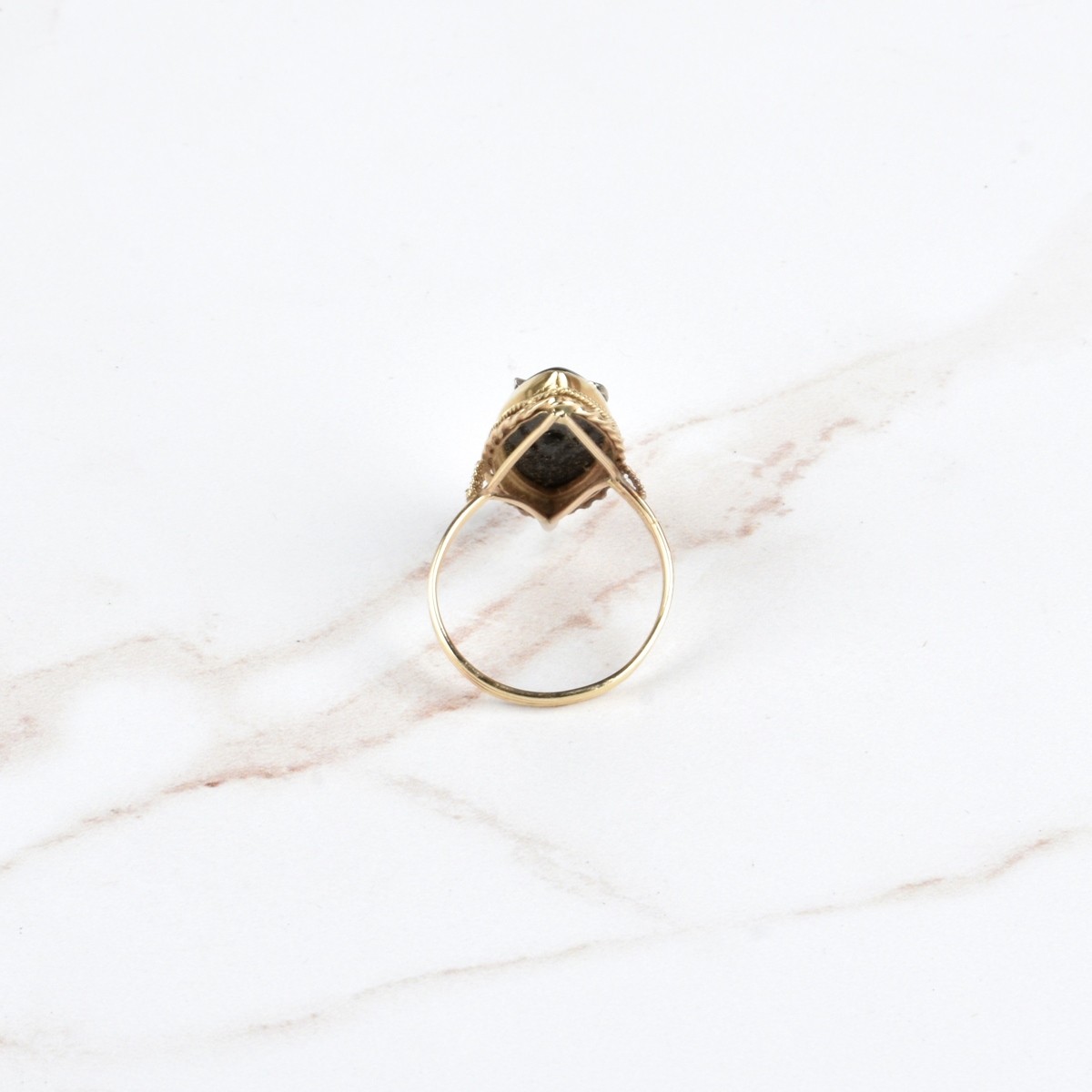 14K, Onyx and Diamond Ring