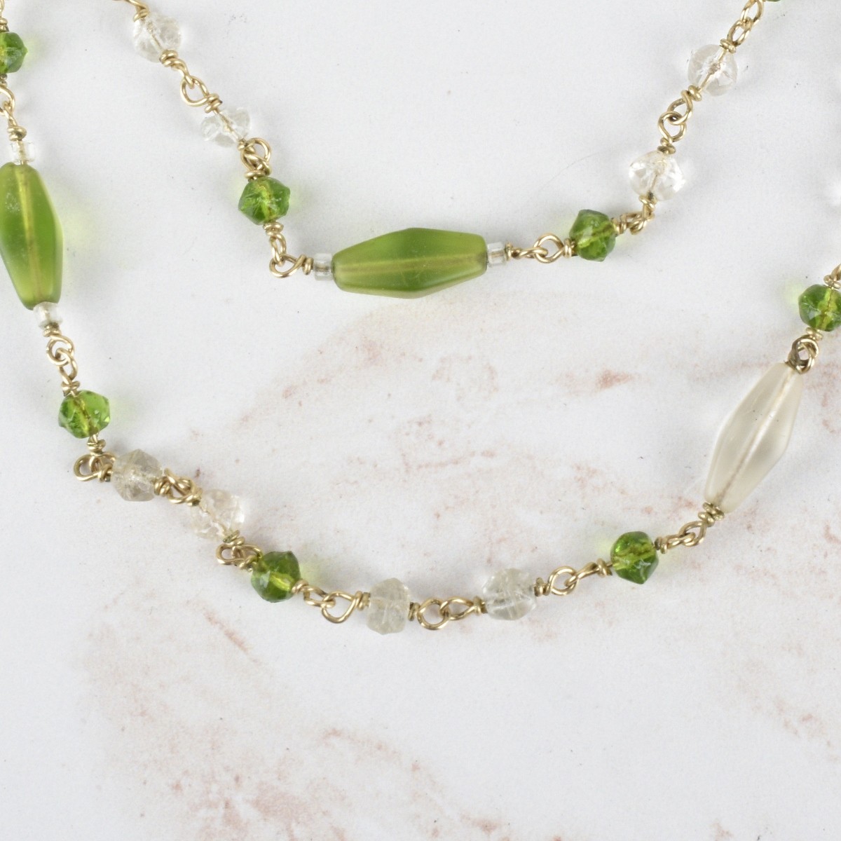 14K and Glass Bead Necklace