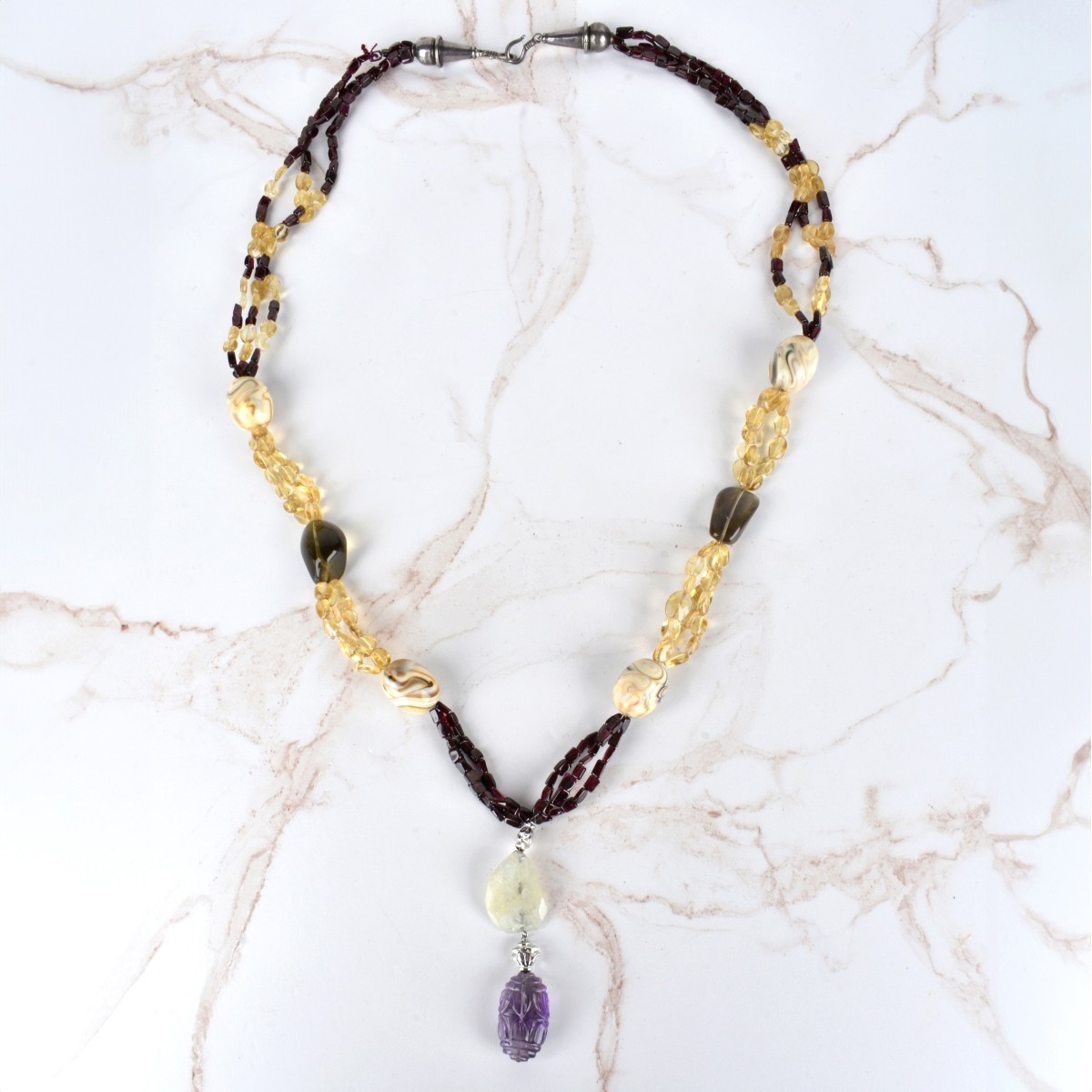 Citrine, Topaz, Amethyst and Agate Necklace