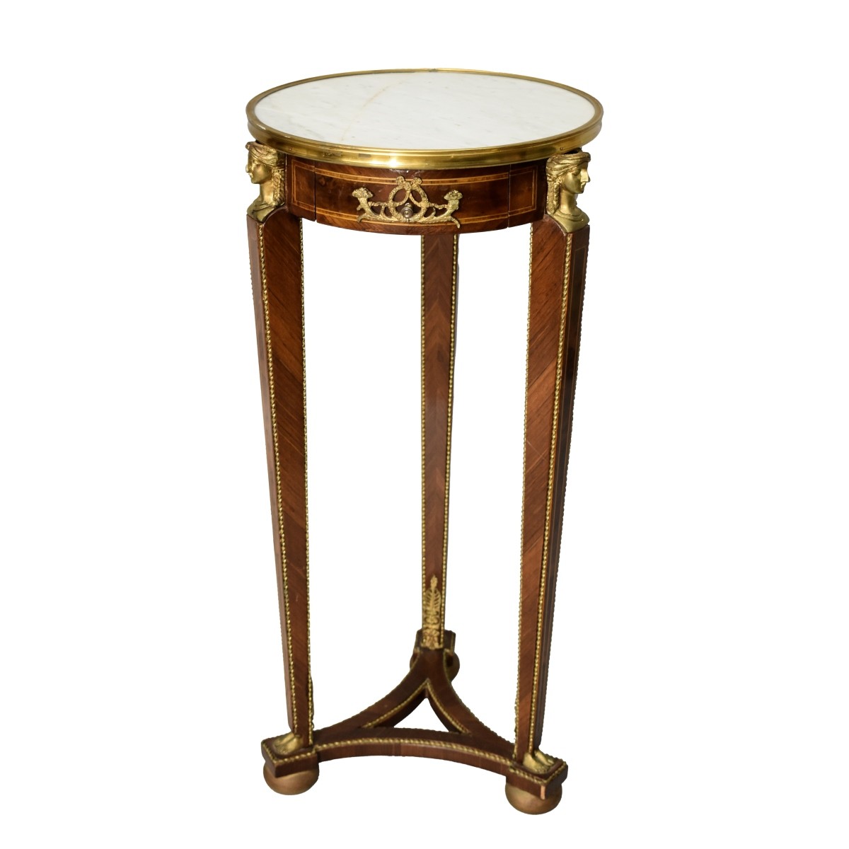 20th C. Empire Style Marble Top Pedestal