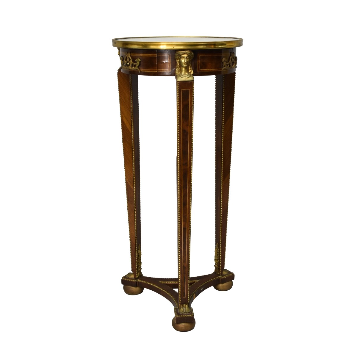 20th C. Empire Style Marble Top Pedestal