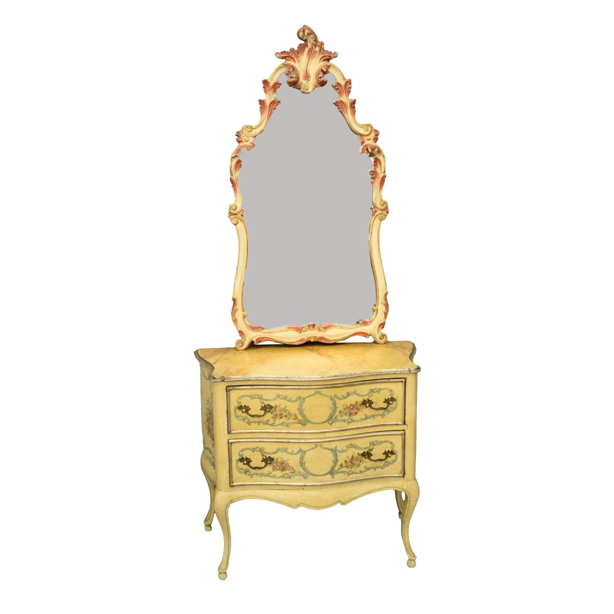 Mid 20th C. Venetian Style Dresser w/ Mirror