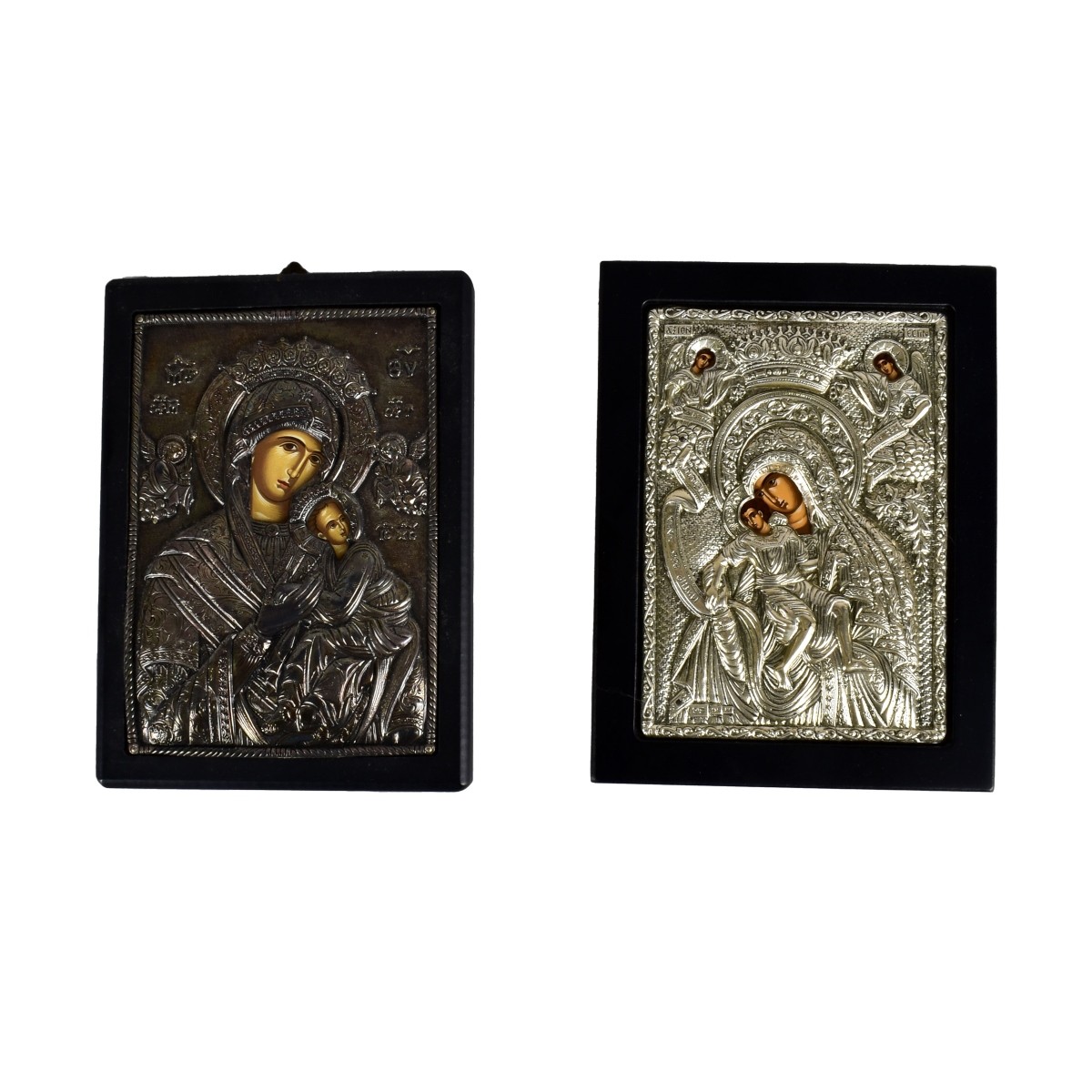 Two Russian Sterling Religious Icons