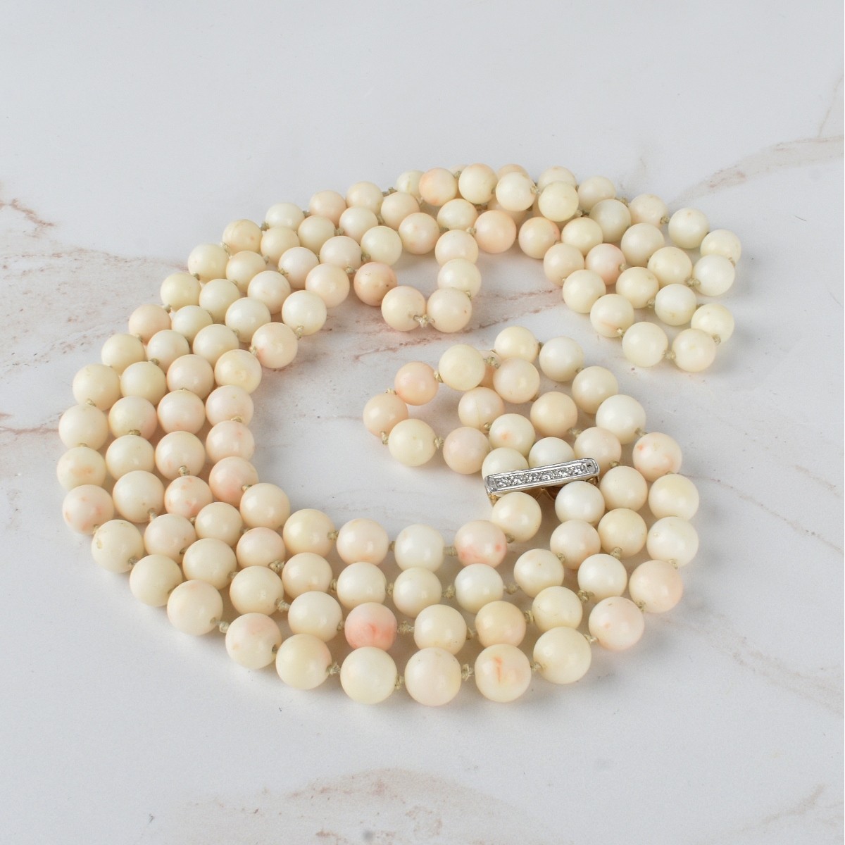 Angel Skin Coral Bead Necklace