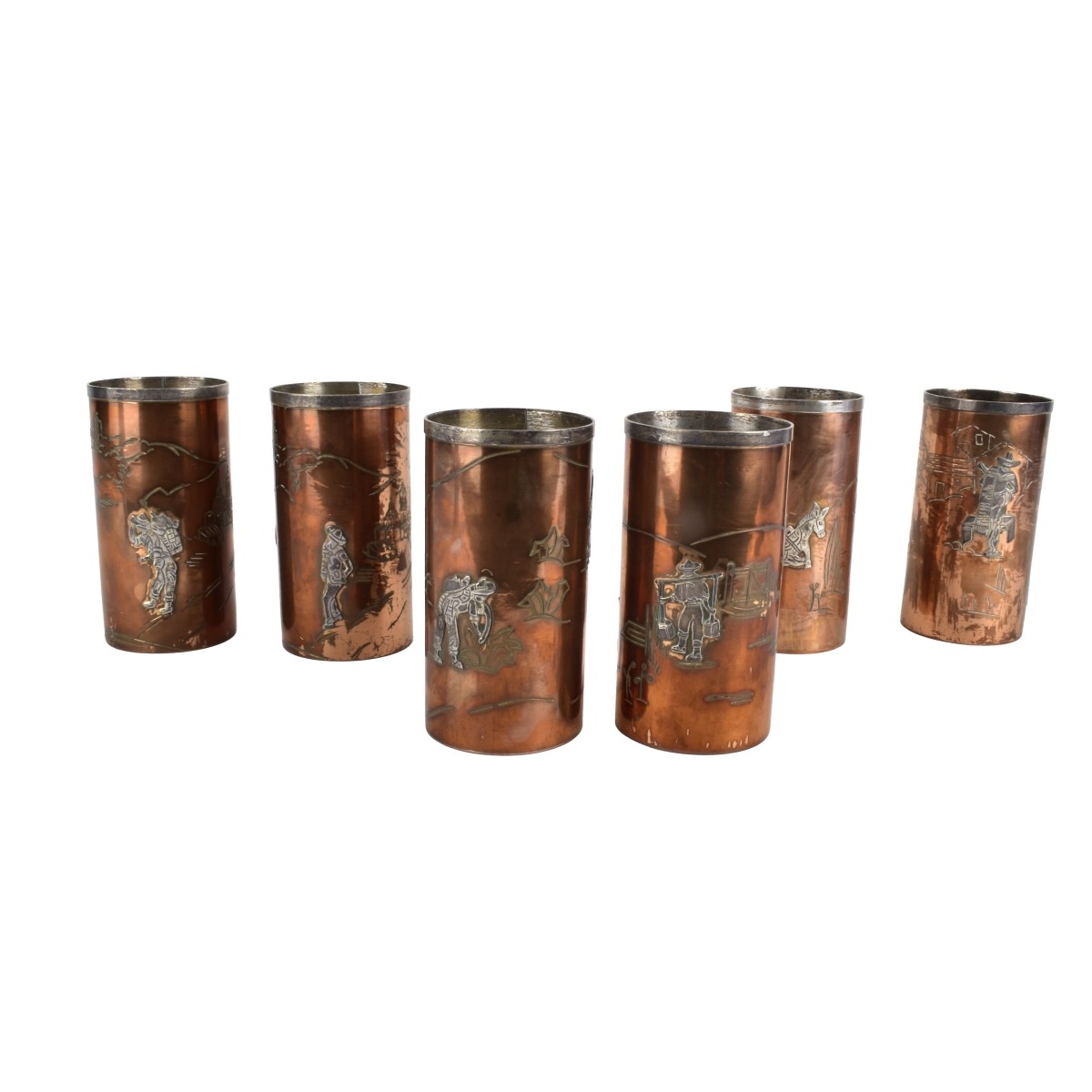 Vintage Taxco Copper and Sterling Cups