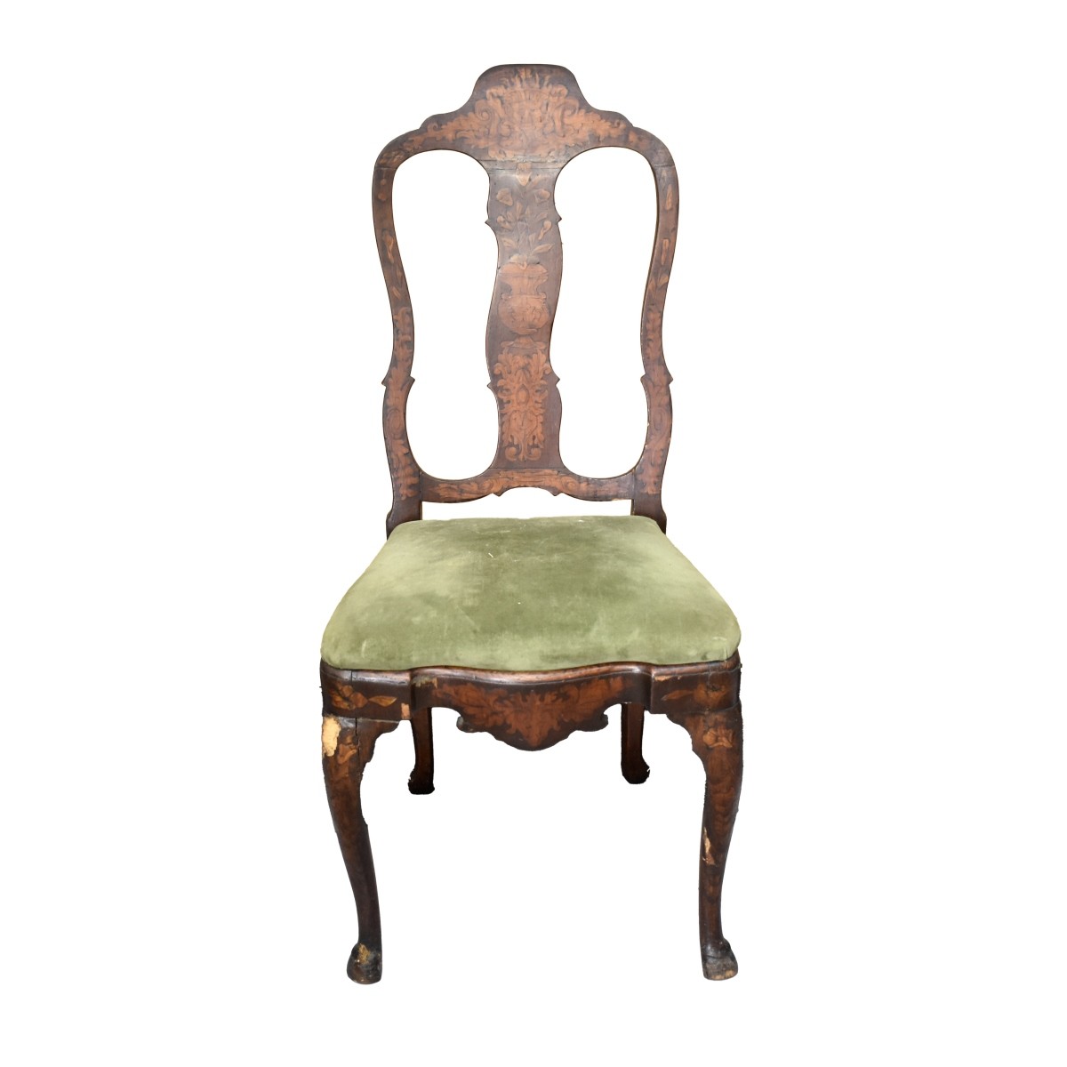 Antique Queen Anne Upholstered Dining Chairs