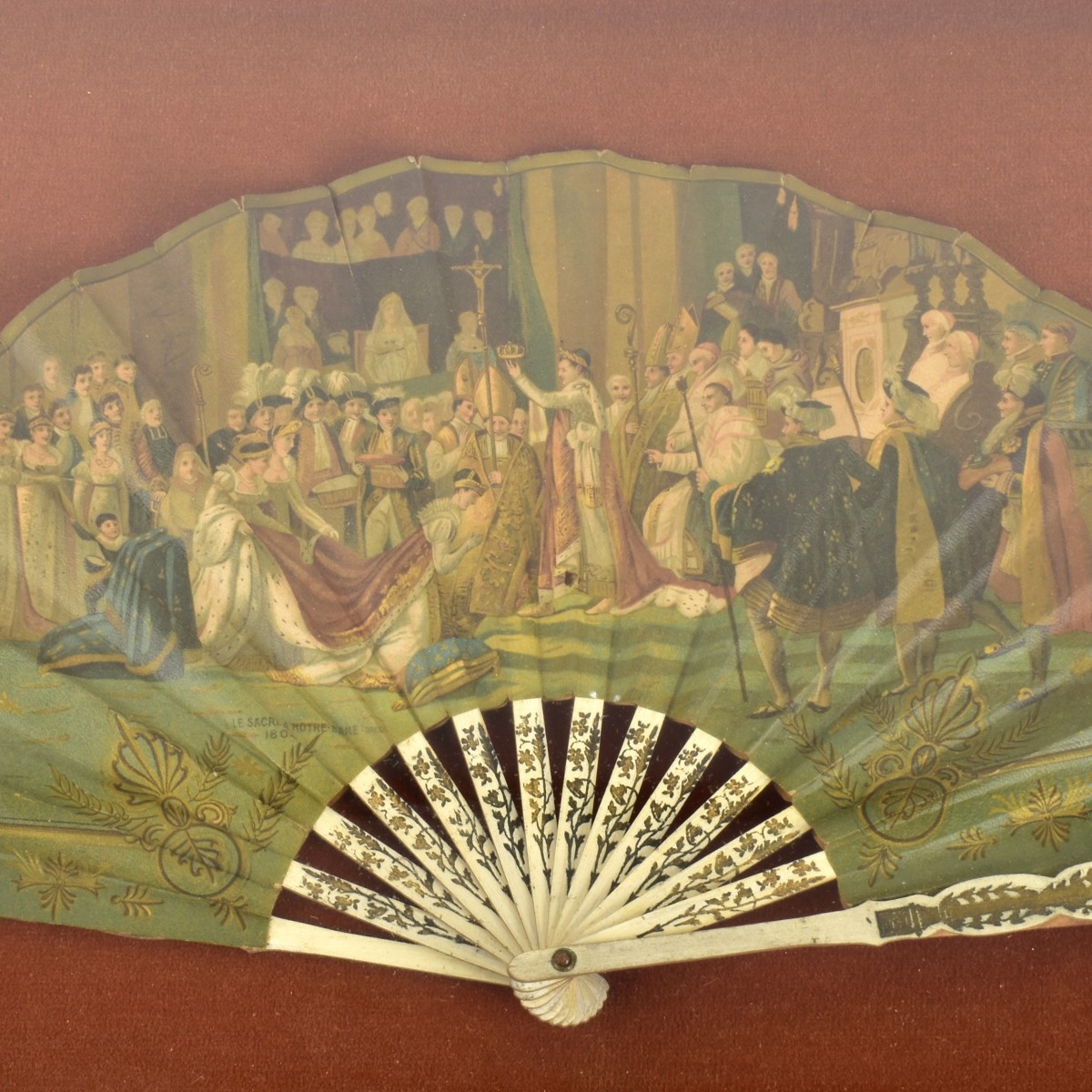 Early 20th C. Victorian Fan in Shadowbox Frame