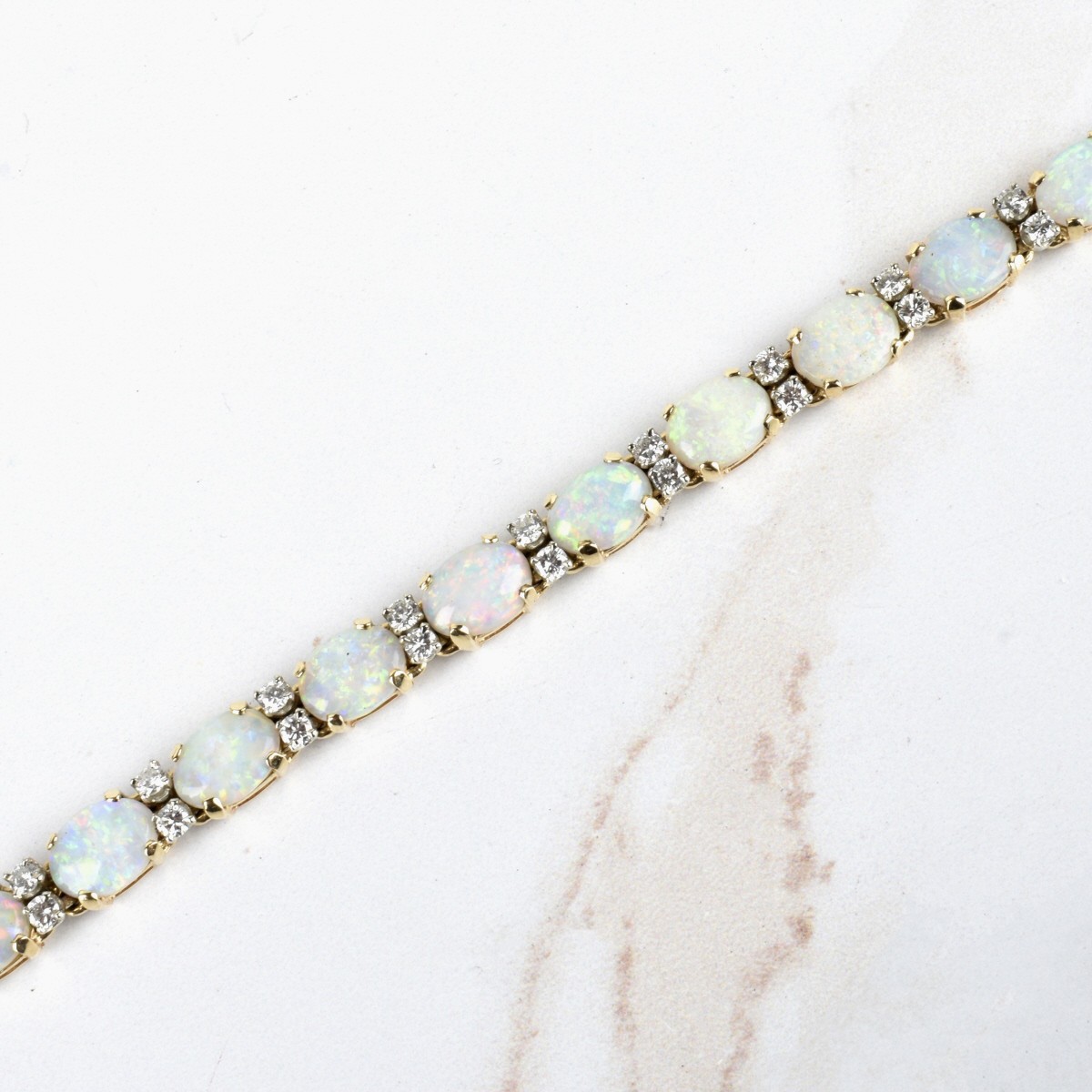 Opal, Diamond and 14K Bracelet