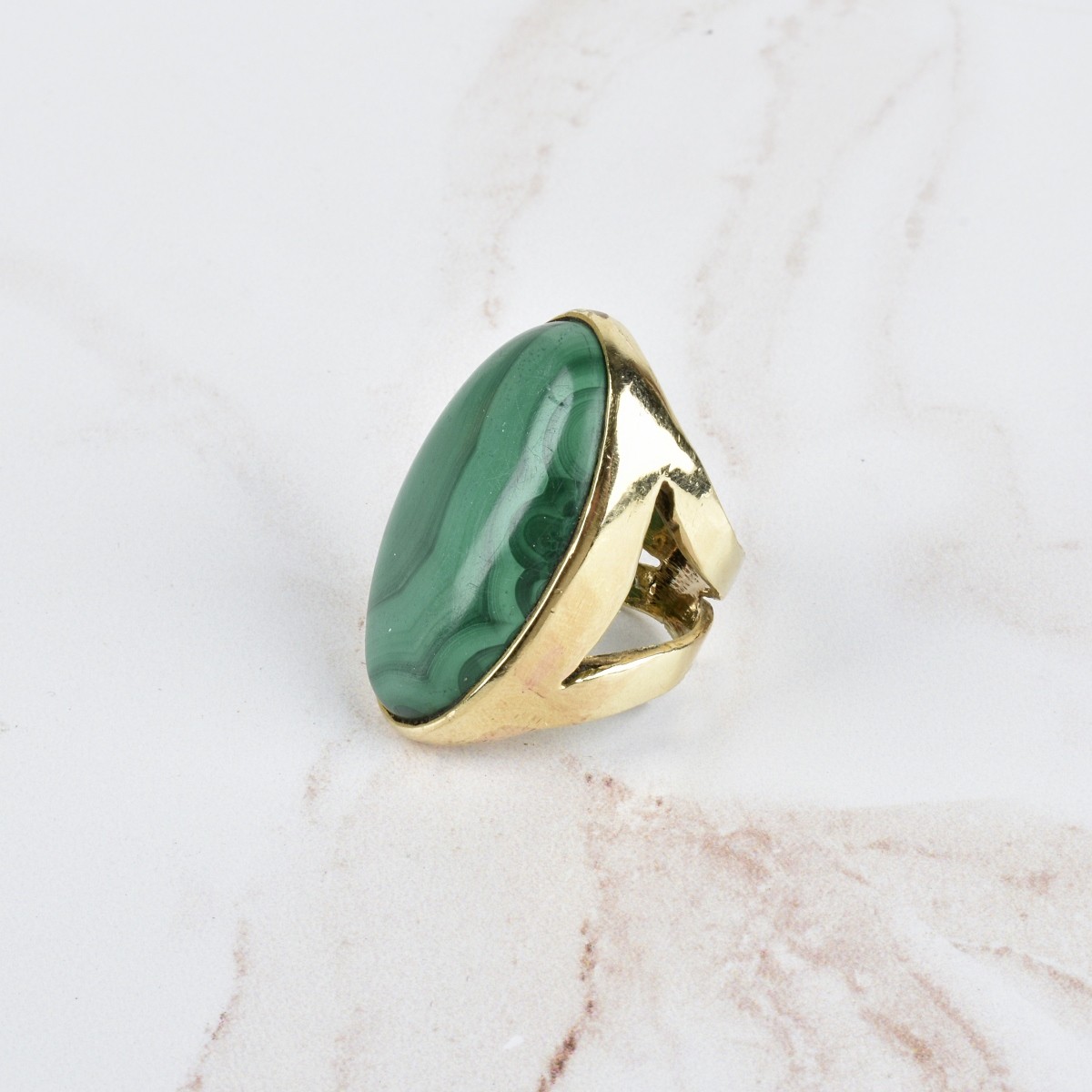 Malachite and 14K Ring