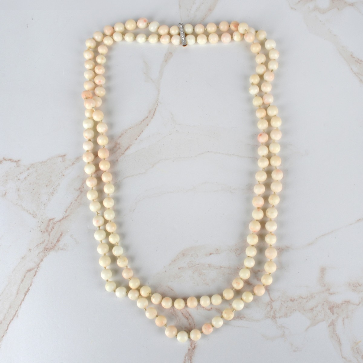 Angel Skin Coral Bead Necklace