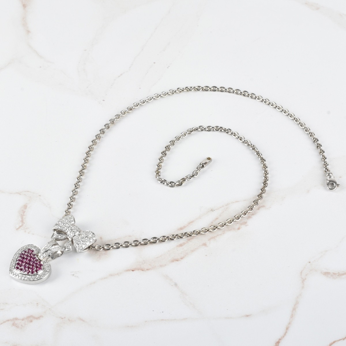 Diamond, Ruby and 18K Necklace
