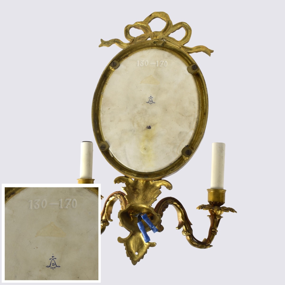 Pair of Sevres Porcelain & Bronze Sconces